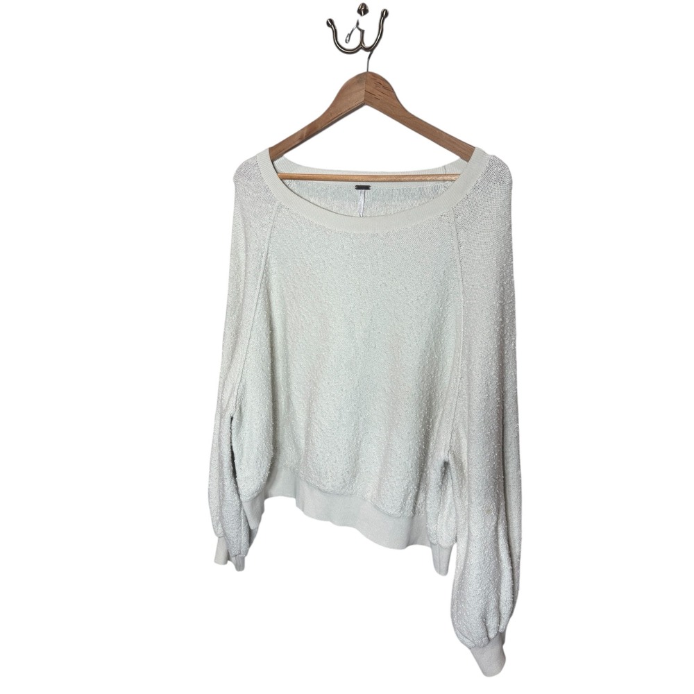 Free People Cozy Found My Friend Pullover Cream Relaxed Fit Medium - Picture 3 of 7